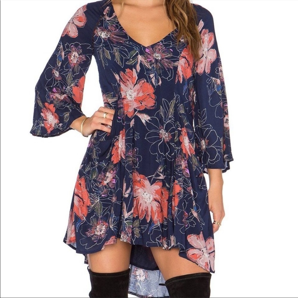 Free People Eyes On You navy blue floral print dress